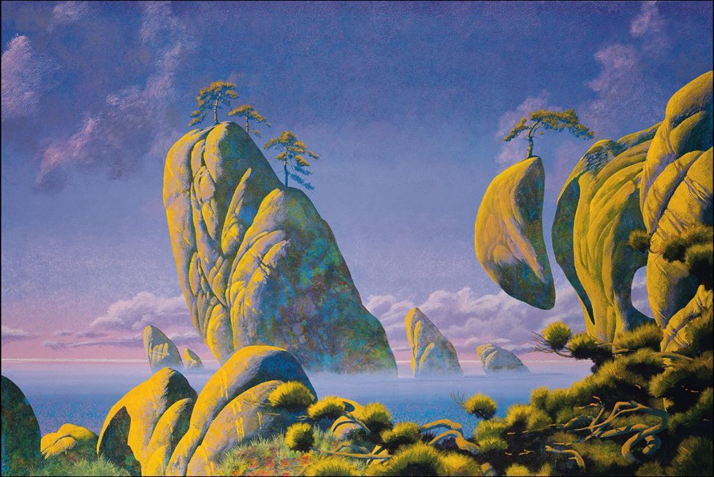 Roger Dean artwork Floating rock islands album cover design
